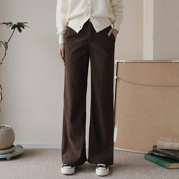 앤드스타일 여성용 숏기본롱 히터진 3탄 융기모 코듀로이 부츠컷 겨울 와이드 팬츠 264997