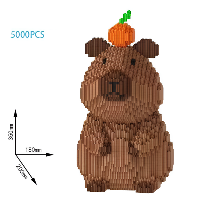 체리닷컴 귀여운 동물 친구들 디폼블럭 나노블록 모음 대형, 브라운 카피바라, 1개