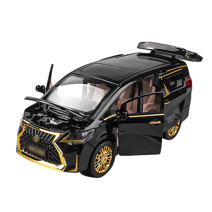 다이캐스트 금속 1:24 렉서스 LM300h 미니밴 럭셔리밴 합금 풀백 자동차 모형, 1개, 블랙골드