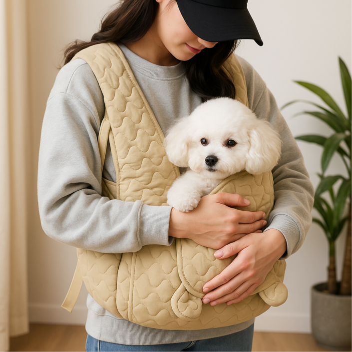 픽잇몰 강아지아기띠 애견앞가방 강아지슬링백 애견허그프론트백, 1개, 카키