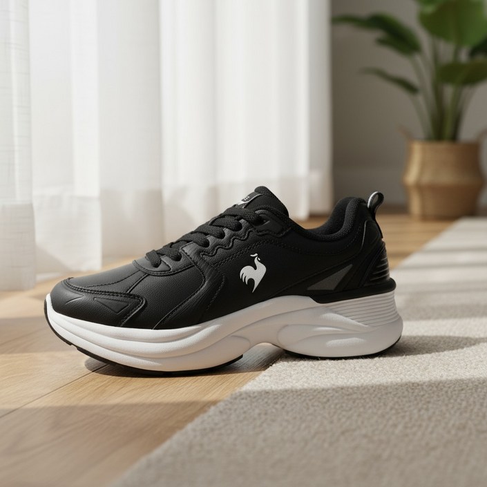 [국내백화점판] 르꼬끄 우먼스 25신상 벨 하이 클래식 러닝화 운동화 키높이 (블랙)