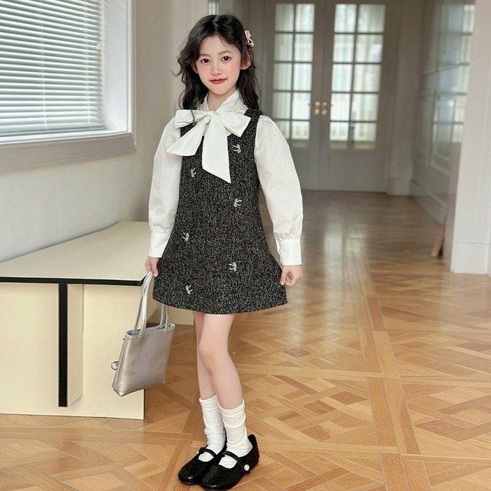 당일발송온리히얼 주니어 리본블라우스 미니원피스세트 초등 중등여아 하객원피스 정장원피스