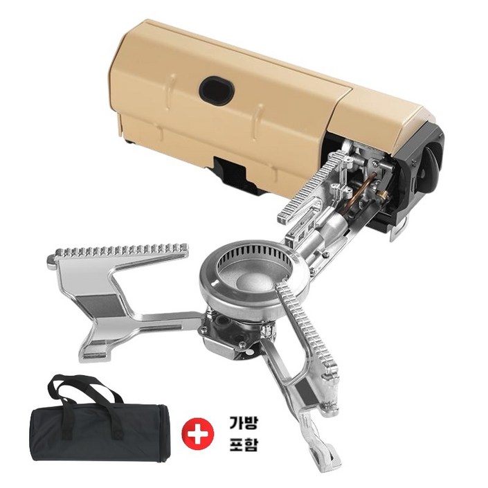 yono 캠핑 버너 스토브 가스버너 휴대용 가방포함 접이식 고화력 가스렌지 캠핑용 미니버너, 1개, 베이지
