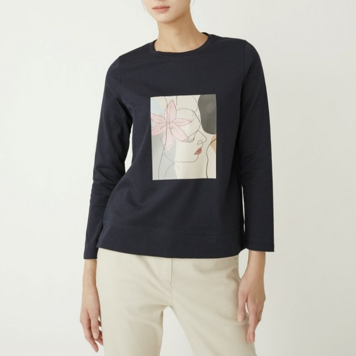 올리비아로렌 여성용 드로잉 포인트 티셔츠 VVCALYS1261