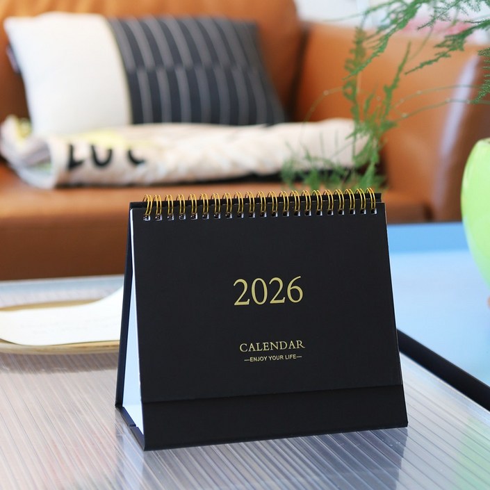 바림 202526 데스크 심플 온데이 연휴표시 미디움 캘린더 탁상용 달력, 1개, 블랙