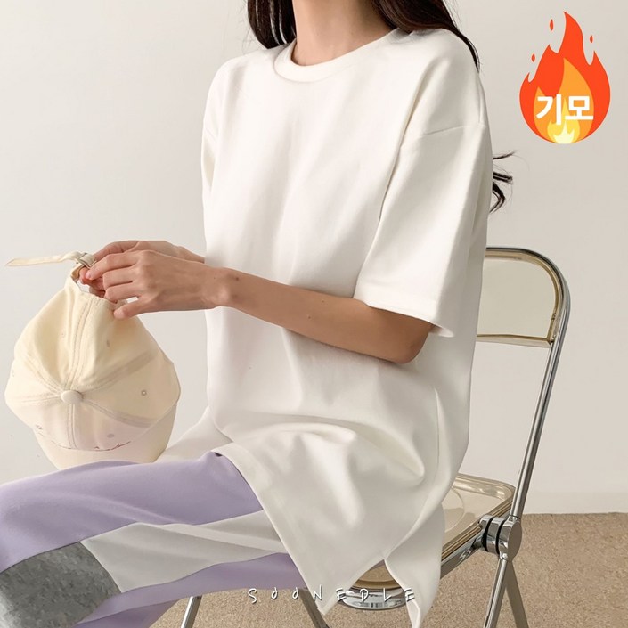 순이들 여성 피치기모 레이어드 반팔 티셔츠 순이들 여성 피치기모 레이어드 반팔 티셔츠