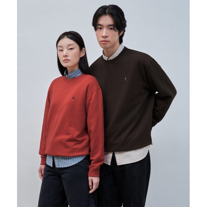 매장정품 빈폴 BEANPOLE MEN 남녀공용 로고 자수 스웨트 셔츠 브라운 (BC4841E03D) BC4841E03D 189346