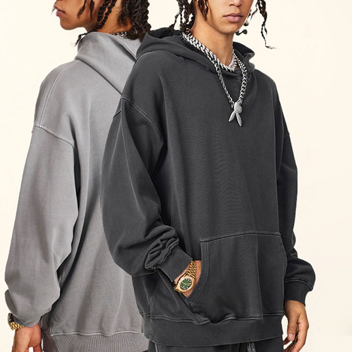 구스카 피그먼트 후드 남녀공용 워싱 피그먼트티 순면 프리미엄 원단 네츄럴컬러 레트로 오버핏