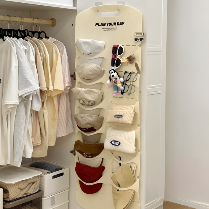 BDYP 모자 수납 걸이 다용도 정리함, 1세트, 크림화이트12칸후크2개