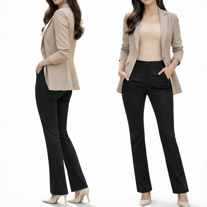 2장GTM 국내제작 여성나팔바지 매일 입고싶은 데일리 밴딩 슬랙스 오피스룩 슬림 부츠컷 스판 팬츠