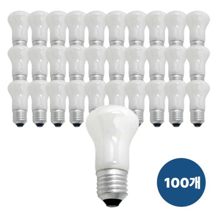 포커스 백열전구 크립톤전구 클립톤전구 M50 60W E26베이스, 100개, 전구색