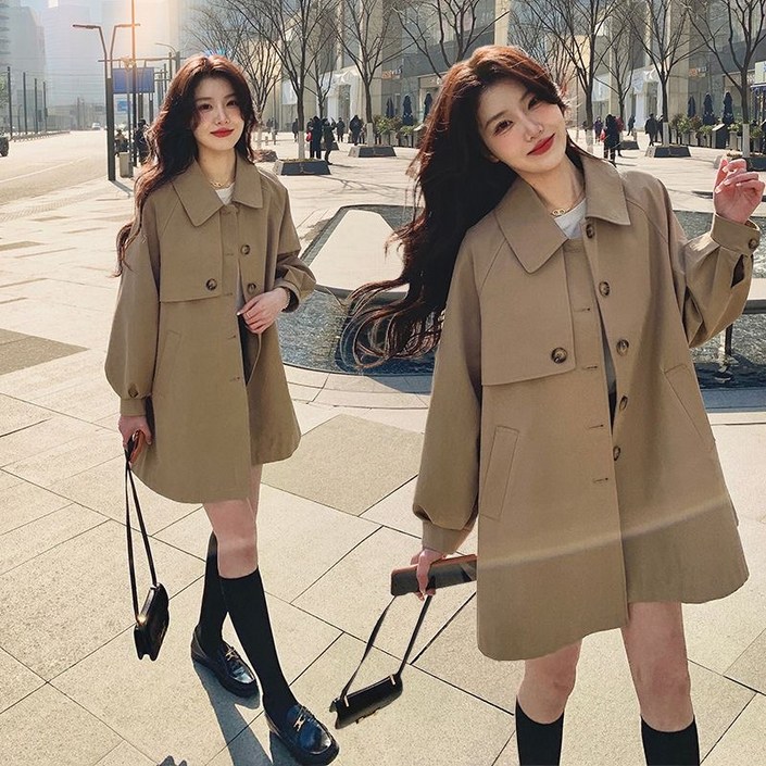 루스리더 여성 가을 오버핏 카라 트렌치코트 E1081 루스리더 여성 가을 오버핏 카라 트렌치코트 E1081