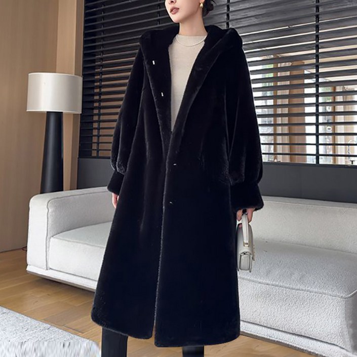 여자 포근한 인조 퍼 가디건 모피 일체형 슬림핏 아우터  가을겨울 한파 대비 방한 코트 5588 비보뉴
