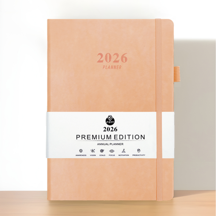 울이즈쿨 2026 하드커버 A5 날짜형 다이어리 플래너, 1개, 소프트 살구