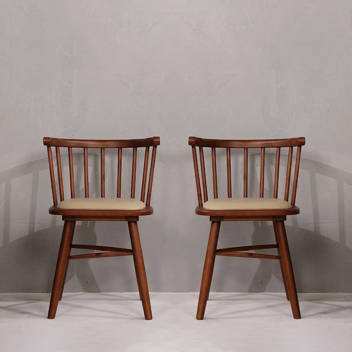 라움에스알 애플암체어 식탁의자 원목의자 카페체어, 2개, 월넛쿠션