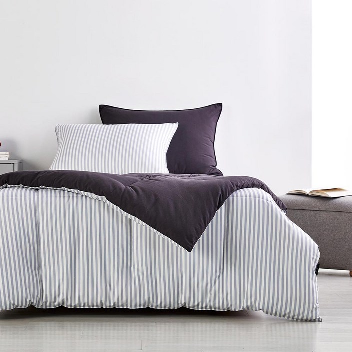 모던하우스 인천점  소프트워싱 리버시블 싱글 차렵이불 그레이스트라이프 CV0225035