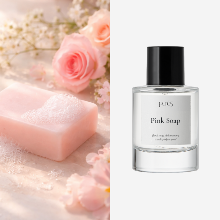 PURE5 포근한 화이트 머스크 코튼 비누향 향수 오드퍼퓸 PINK SOAP, 1세트, 50ml