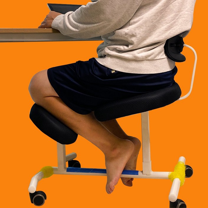 허리 디스크 자세교정의자 좌골신경통 올곧은 무릎의자, 메쉬블루