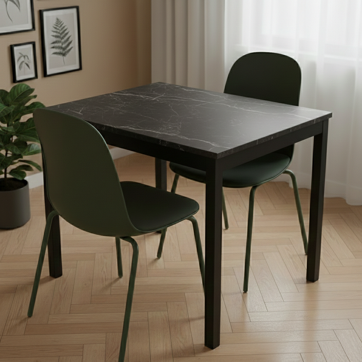 비셀리움 모던테이블 사각 식탁테이블 2인 다이닝 테이블 1인용 2인용 3인용 4인용 6인용 블랙프레임 식탁 600 800 1000 1200 1400, 2인용, 마블블랙