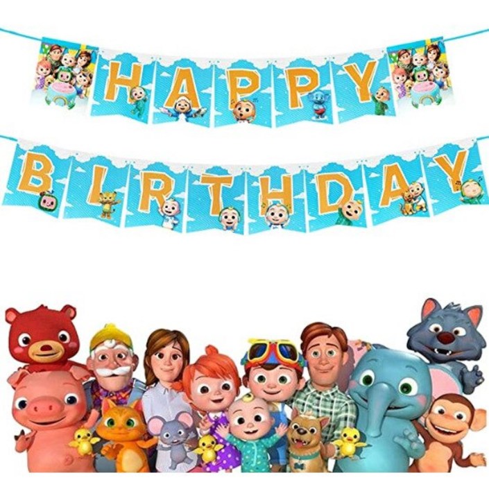 파티풍선 코코멜론 베이비 테마 파티 용품 생일 축하 일회용 식기 컵 플레이트 ABC 키즈 TV 배너,풍선 DIY 장식