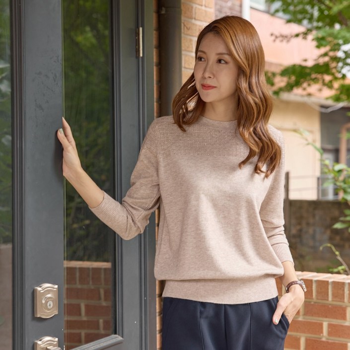 우일 여성 와플 핫피스 니트