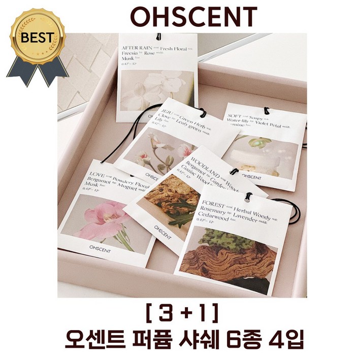 31 오센트 퍼퓸 샤쉐 6종 4입, 룸 차량 옷장 화장실 방향제 공간을 담은 향기