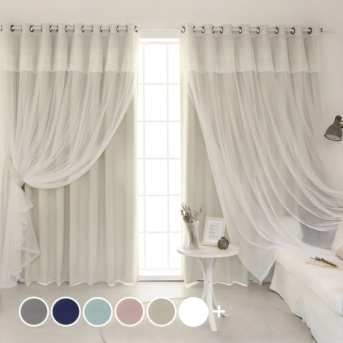 까르데코 디망쉬 암막레이스 안방 거실 특대형 커튼 4장세트