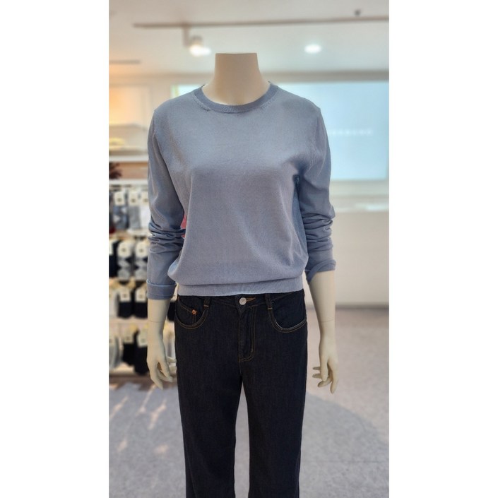 지오다노 여자 크루넥 시어 긴팔 니트 스웨터 355903