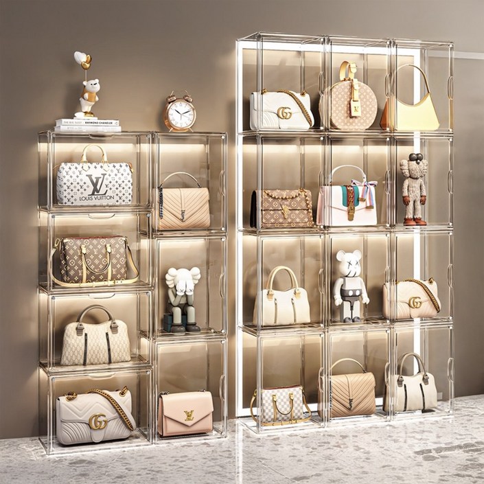 HNEED 가방 보관함 아크릴 케이스 정리함, 1개, 투명