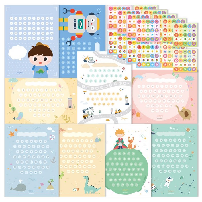 젤리박스 칭찬스티커판  스티커 18매, 남아, 1세트