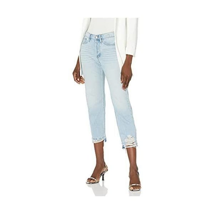 캘빈클라인 Calvin Klein Womens Jeans Hi Rise Straight Leg Crop W/Destructed Hem Vintage Denim 20221011
