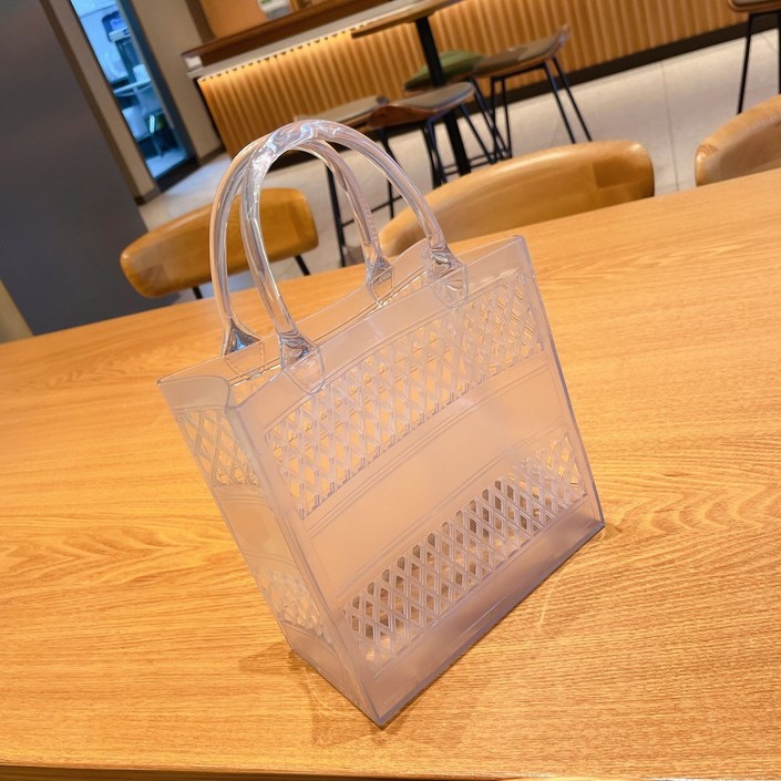 말랑말랑 여성 컬러 젤리백 피크닉 미니 토트백 수영장 사우나 목욕 가방, 투명, 1개 말랑말랑 여성 컬러 젤리백 피크닉 미니 토트백 수영장 사우나 목욕 가방, 투명, 1개