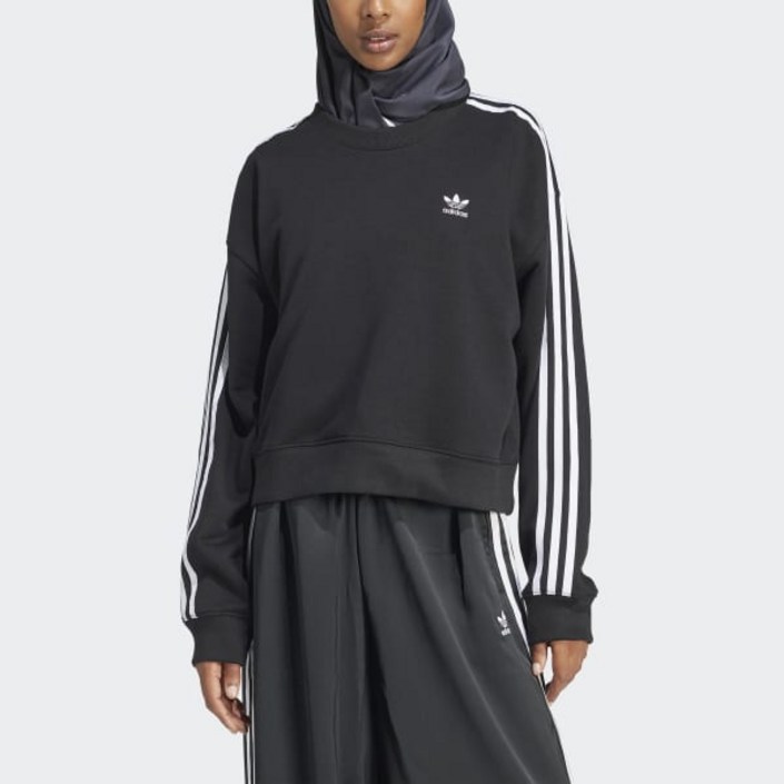 아디다스 ADIDAS 오리지널스 우먼스 3S 크루 스웨트셔츠 여성맨투맨 쭈리맨투맨 삼선맨투맨 봄가을맨투맨 크롭맨투맨 크롭티 기본맨투맨 IR5522