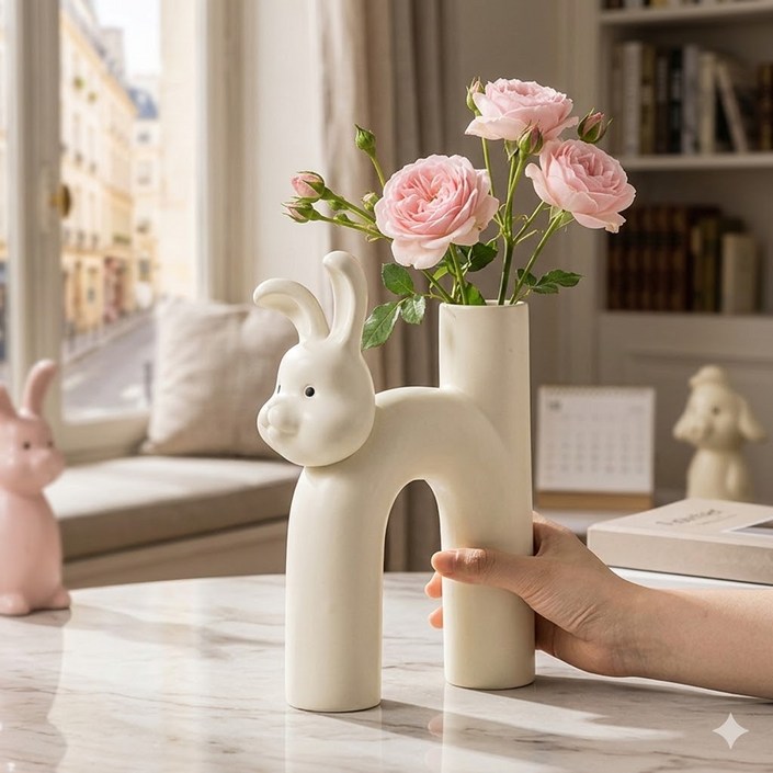 인테리어 소품화병 토끼 감성 오브제 꽃병 화병