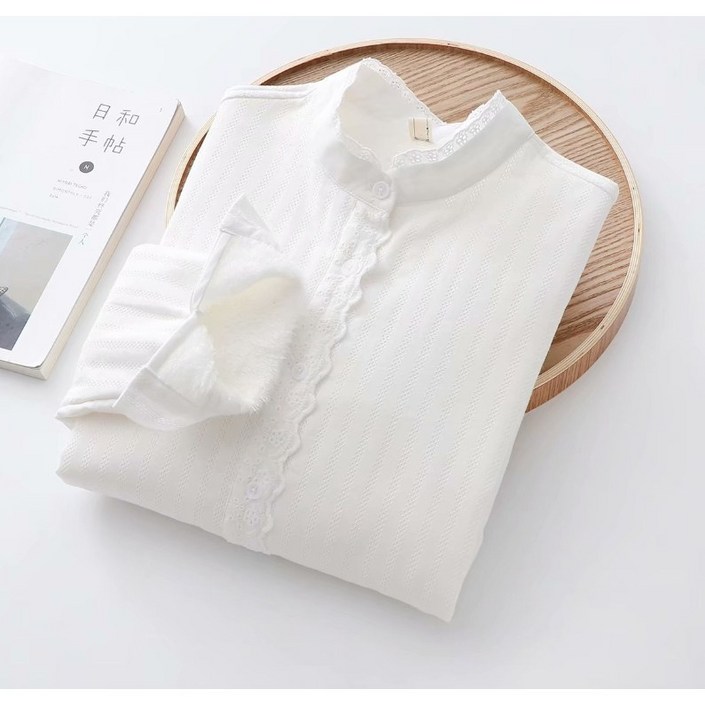 겨울 오피스룩 발레풍 기모블라우스