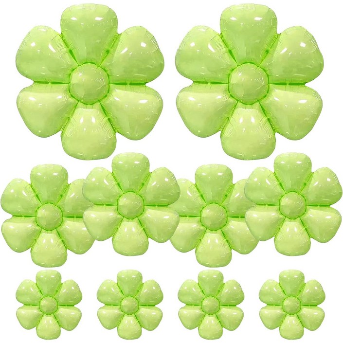 CEUQIESO 20pcs 데이지 풍선, 생일 새해 결혼식 파티 장식을위한 혼합 색상 미니 데이지 호일 풍선 흰색, 분홍색, 보라색, 파란색, 노란색 데이지 풍선 세트, 20개, 그린 데이지