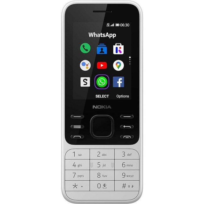 노키아 6300 4G  언락  듀얼 SIM  WiFi 핫스팟  소셜 앱  구글 지도 및 어시스턴트  파우더 화이트