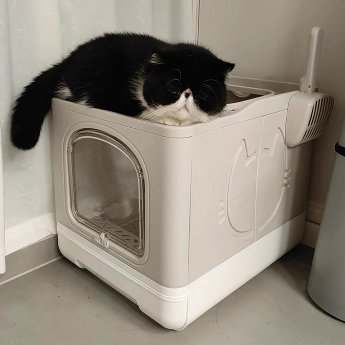 PET MOMENT 고양이 탑도어 후드형 화장실 서랍형 편리청소 냄새방지 특대형 더블도어 사막화방지 모래삽발판거름망, 베이지, 1개 PET MOMENT 고양이 탑도어 후드형 화장실 서랍형 편리청소 냄새방지 특대형 더블도어 사막화방지 모래삽발판거름망, 베이지, 1개