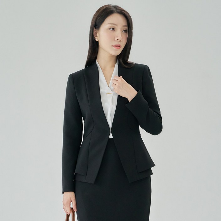 여성용 정장 자켓 노카라 슬림핏 스판 모던 날개