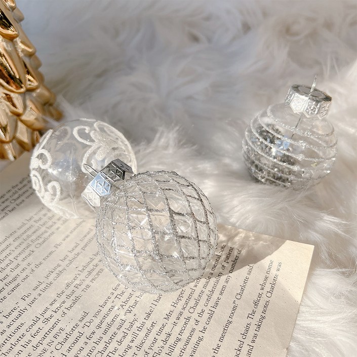 해피인어스 투명 화이트 글리터 오너먼트 6cm 10P 세트상품, 1개