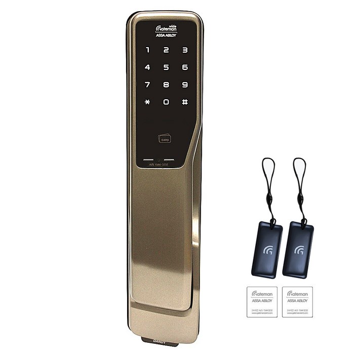 전국설치 게이트맨 댄디 푸시풀도어록 카드키4개번호키 푸시바잠금범죄예방효과 내외부강제잠금 허수기능 잔류지문방지 에티켓기능 3분락기능 현관문 디지털도어락, 방문설치, 게이트맨 댄디전국설치A지역