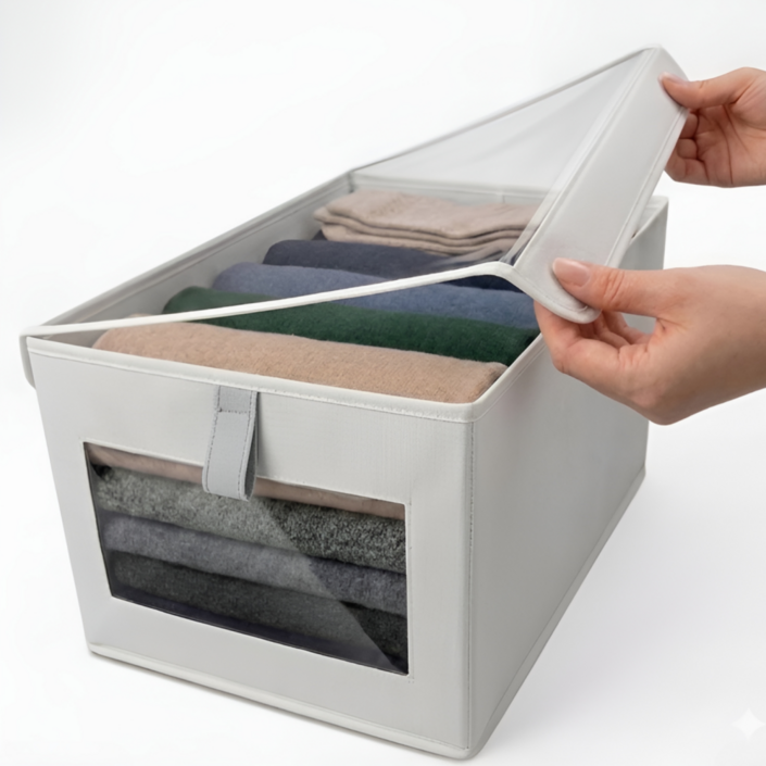 지티오비 의류 정리함 접이식 옷정리 박스 투명창 옷장 수납정리함