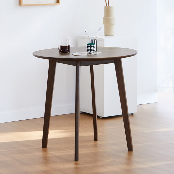 [리비니아] 캔버 원형 2인용 원목 식탁 테이블 단품