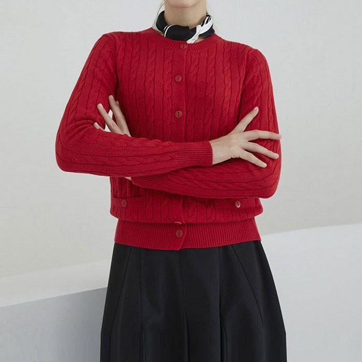 홈쇼핑HIT 후스타일 케이블 카디건 레드