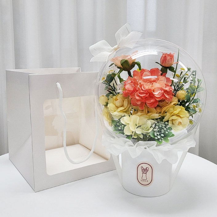 수비니샵 다알리아 아크릴꽃풍선 터지지않는 레터링풍선 꽃다발 쇼핑백증정, 1개, 다알리아 아크릴꽃풍선