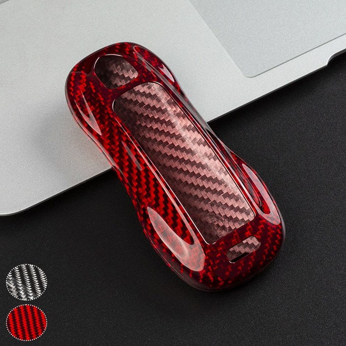 [MS-TECH] 포르쉐 호환 신형 티카본 리얼카본 커버형 스마트 키케이스, 카본레드