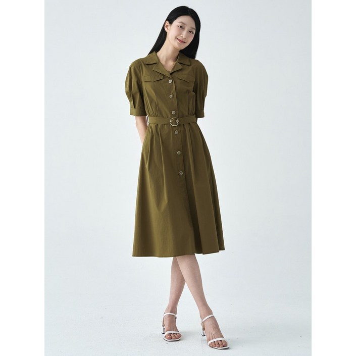 ❲매장정품❳ 지센 편한 데일리 원피스 2컬러 피어로즈 벨티드 셔츠형 LFOPO491 하객 오피스 룩