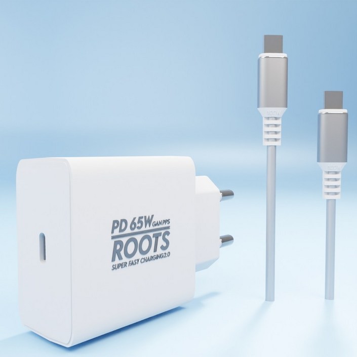 디에이치몰 루츠 65W GaN PD PPS 국내생산 초고속 충전기 100W 5A C TO C 케이블 포함, 화이트, 1개 디에이치몰 루츠 65W GaN PD PPS 국내생산 초고속 충전기 100W 5A C TO C 케이블 포함, 화이트, 1개