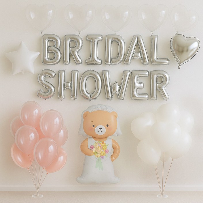 파티인더박스 브라이덜샤워 소품 파티 용품 풍선 세트 웨딩 프리미엄 풀패키지, 1개