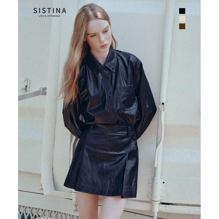 시스티나 에코 레더 크롭 셔츠 AWWSTO31060